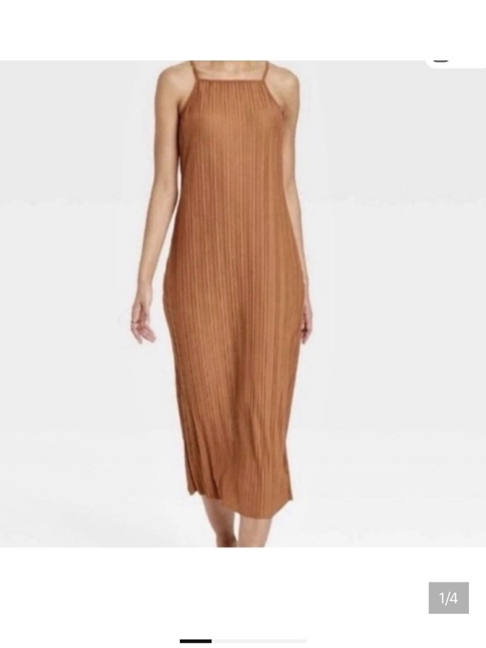 a new day Pleated Halter Midi Dress in Camel Brown